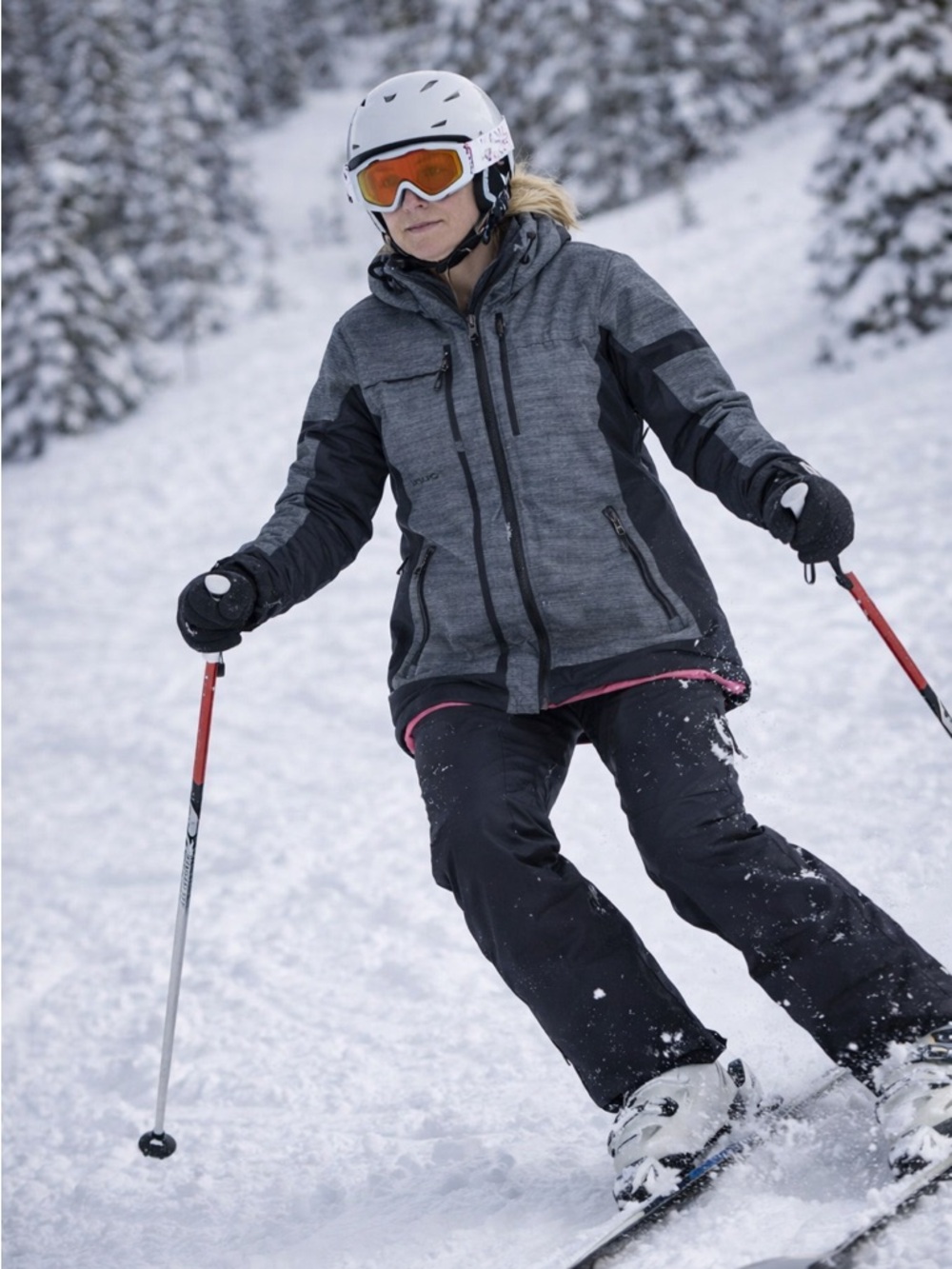 Liquid Womens Ski Snowboard Jacket Hooded Full Zip Gray Black Insulated Outdoor
